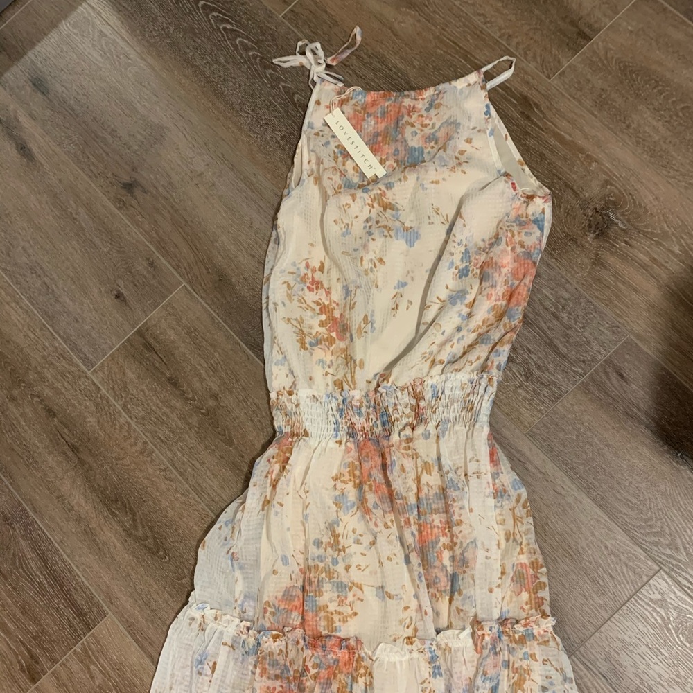 NEW WITH TAGS- maxi dress, cream with floral print